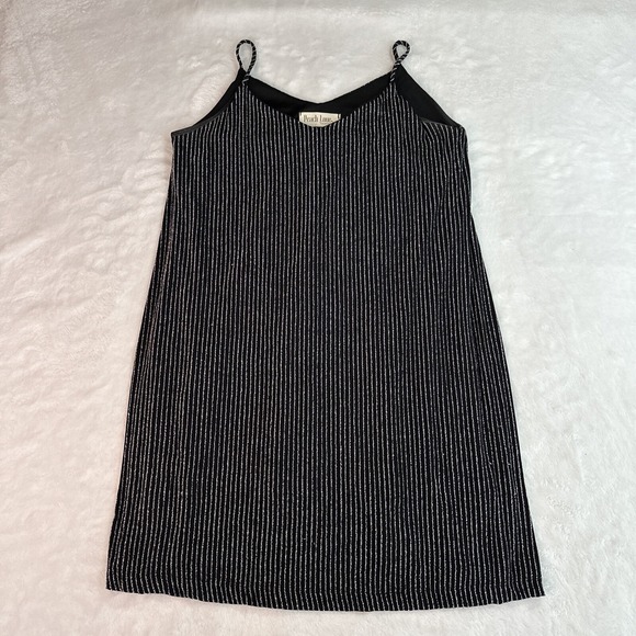Peach Love California Dresses & Skirts - Peach Love California Black With Silver Metallic Pinstripes Lined Dress Small